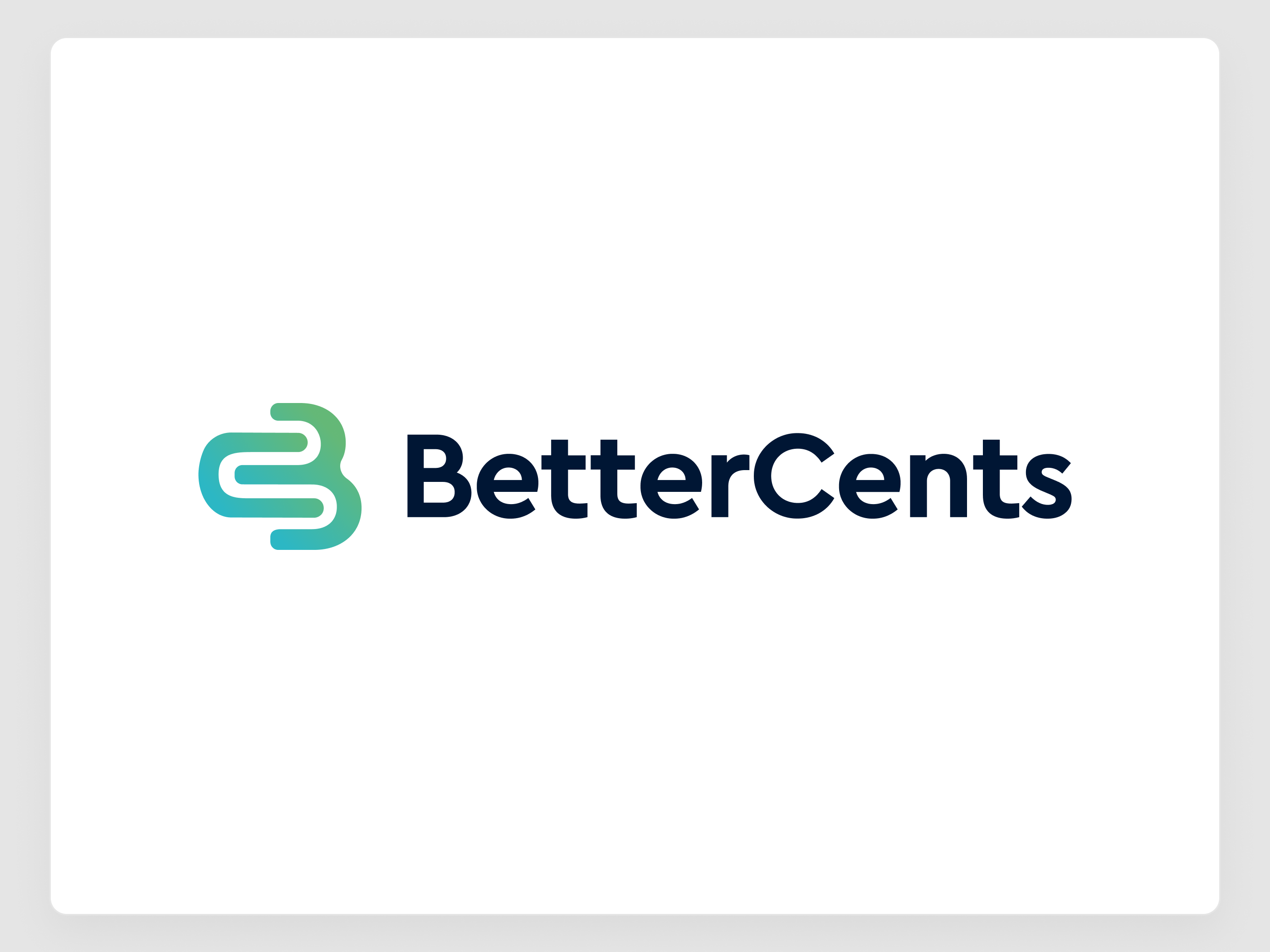 BetterCents — Brand Identity for a Digital Debt Management App app branding b2b saas brand identity cera pro debt management financial app fintech fintech branding gradient logo logo design logomark monogram logo navy blue personal finance saas branding startup branding symbol design teal logo visual identity wordmark