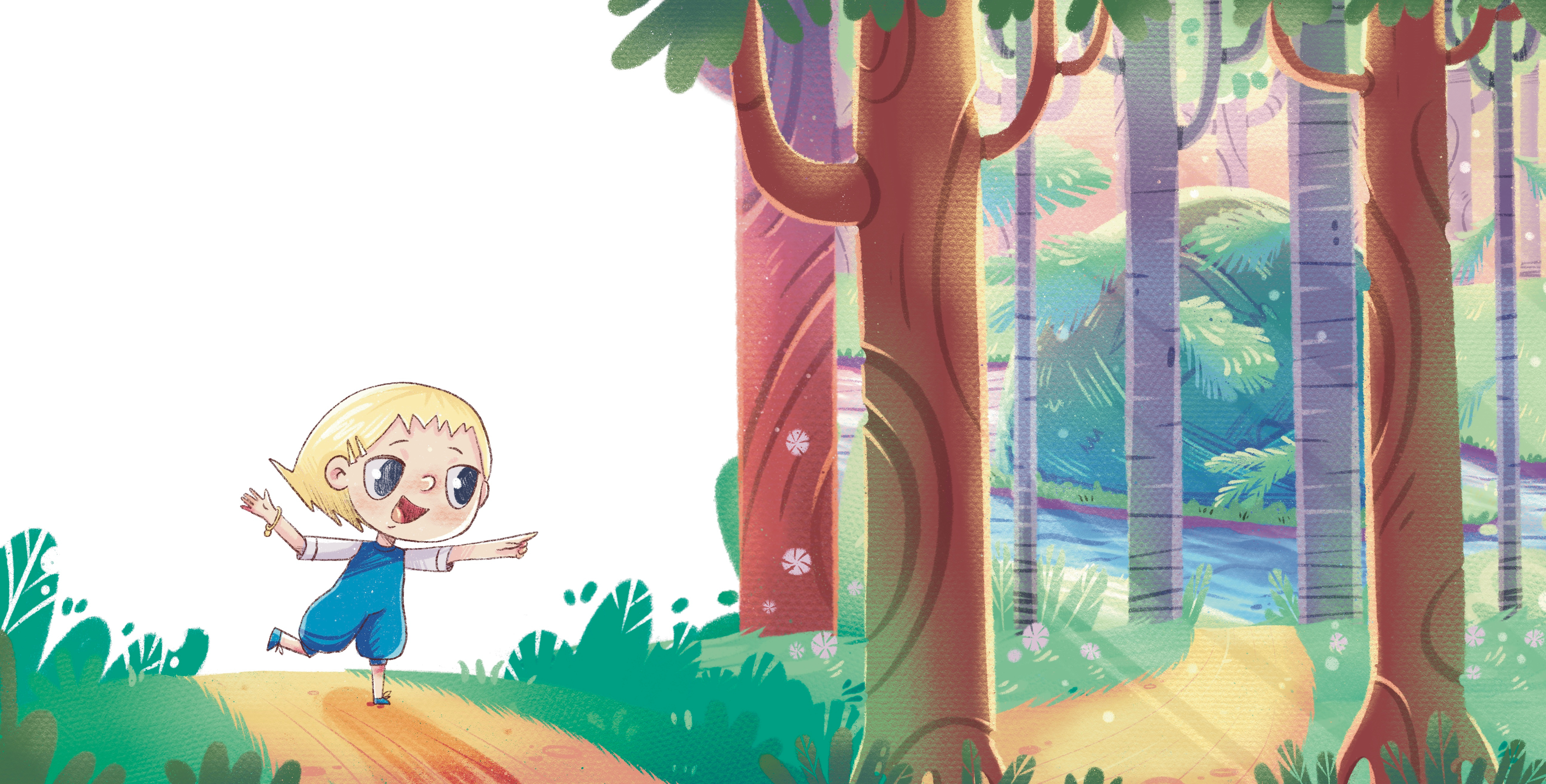 Double spread children's book illustration, Book "What is this?" art character design children illustration childrens book dragon fantasy girl illustration kid art procreate raster illustration spread illustration