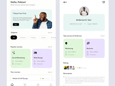 Learning App UI graphic design ui ux