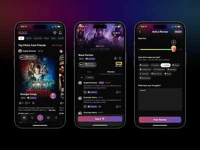 Movie Social Mobile App artspire community app dark mode entertainment app film community ios app mobile app design mobile design mobile social app movie app social app social app ui streaming app