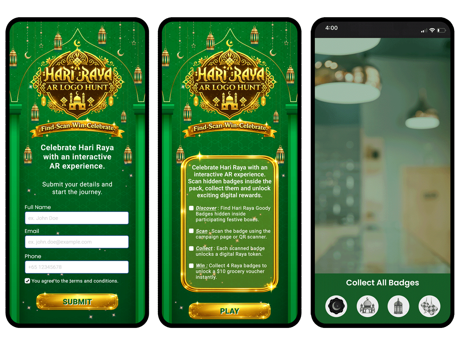 AR Logo Hunt : Hari Raya Campaign ar logo hunt branding customer engagement gamification hari raya reward management vouchermatic
