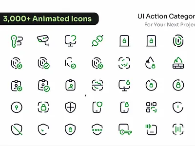 Cyber Security & Authentication Animation Pack aftereffects animatedicons animation icons appdesign authentication dashboardui designsystem iconset interactiondesign lottiefiles microinteraction productdesign saasdesign security icons ui action uidesign uxdesign webdesign