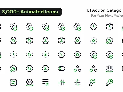 System & Settings Animated Icons aftereffects appdesign dashboardui designsystem figma iconset interactiondesign lottiefiles microinteraction productdesign saasdesign settings ui icons uxdesign webdesign
