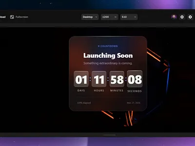 Liquid Glass Countdown Timer - Framer Component agency landing page ai saas landing page aimated landing page animation component design countdowntimer design ecommerce framer framer component landing page marketing premium design premium web design saas landing page store timer ui web design