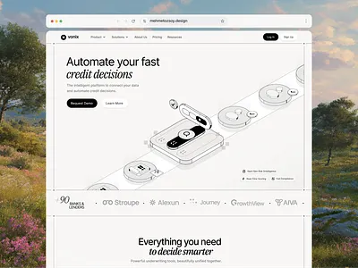 AI-Powered Credit Decision Platform ai platform b2b saas design fintech design graphic design isometric isometric illustration modern web design saas design saas landing page startup website ux ui designer web web design