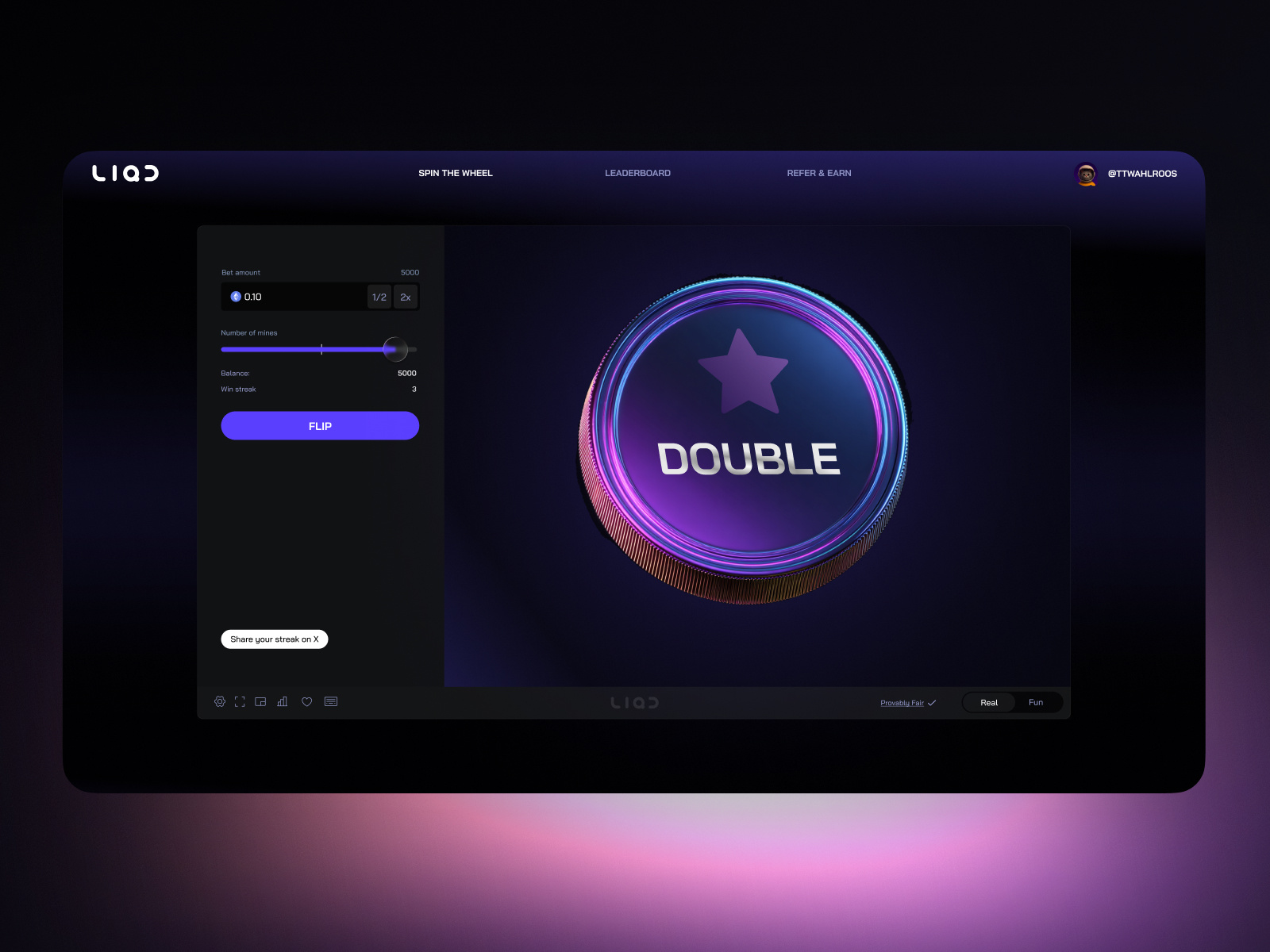 Web3 Crypto Spin Flip Game UI Exploration ai game blockchain cash earning casino crypto crypto casino crypto design crypto game crypto gaming cryptocurrency fintech flip gambling gaming play to earn product design saas spin spin and win web3