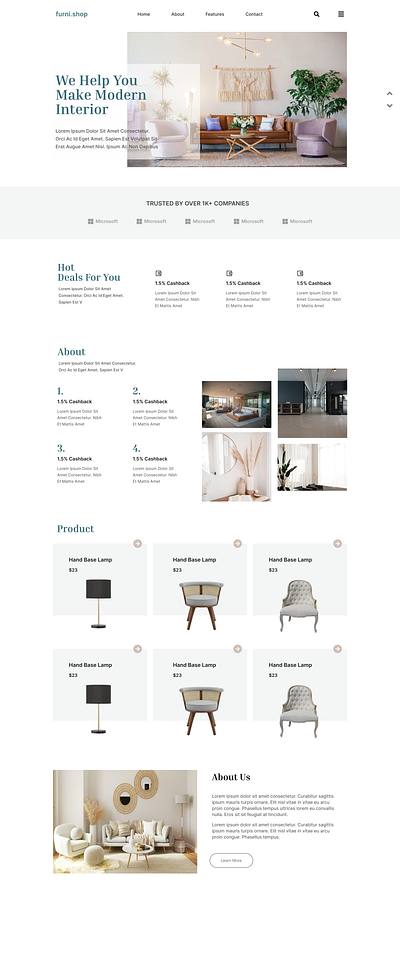 LANDING PAGE design furniture landing page ui