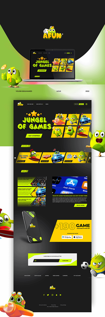 Afun Games Landing Page UI/UX adobe xd app app ui figma ui uiux user interface web design website
