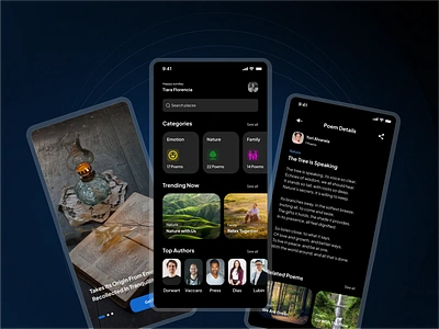 Community App | Poetry App | App UI Design app app design app development application design community app design figma mobile application poetry app ui ui design uiux user interface