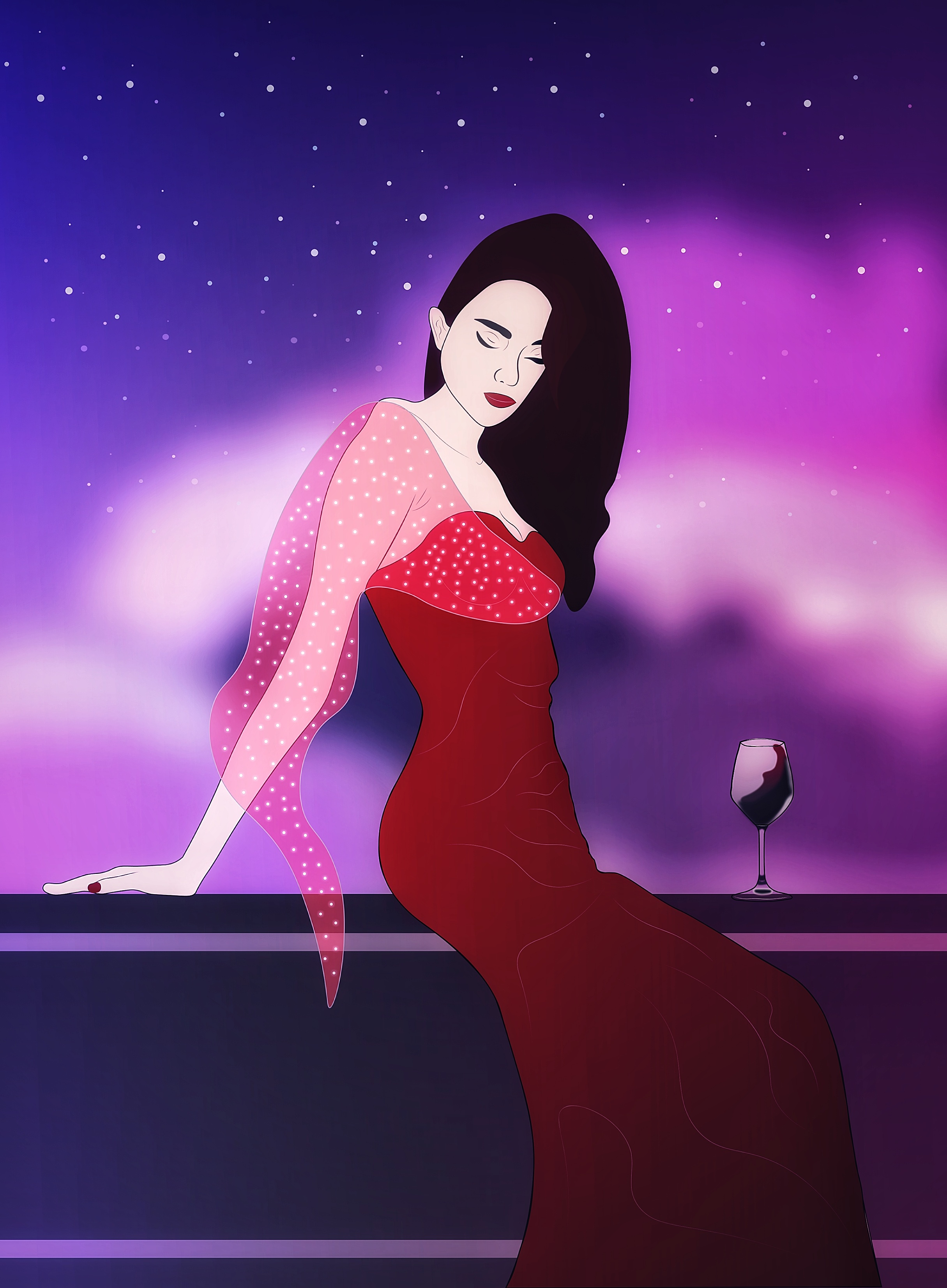 Perfect Evening Art 🍷💫 aesthetic animation art design digitalart drawing dribbble graphic design illustration motion graphics portrait recommendations