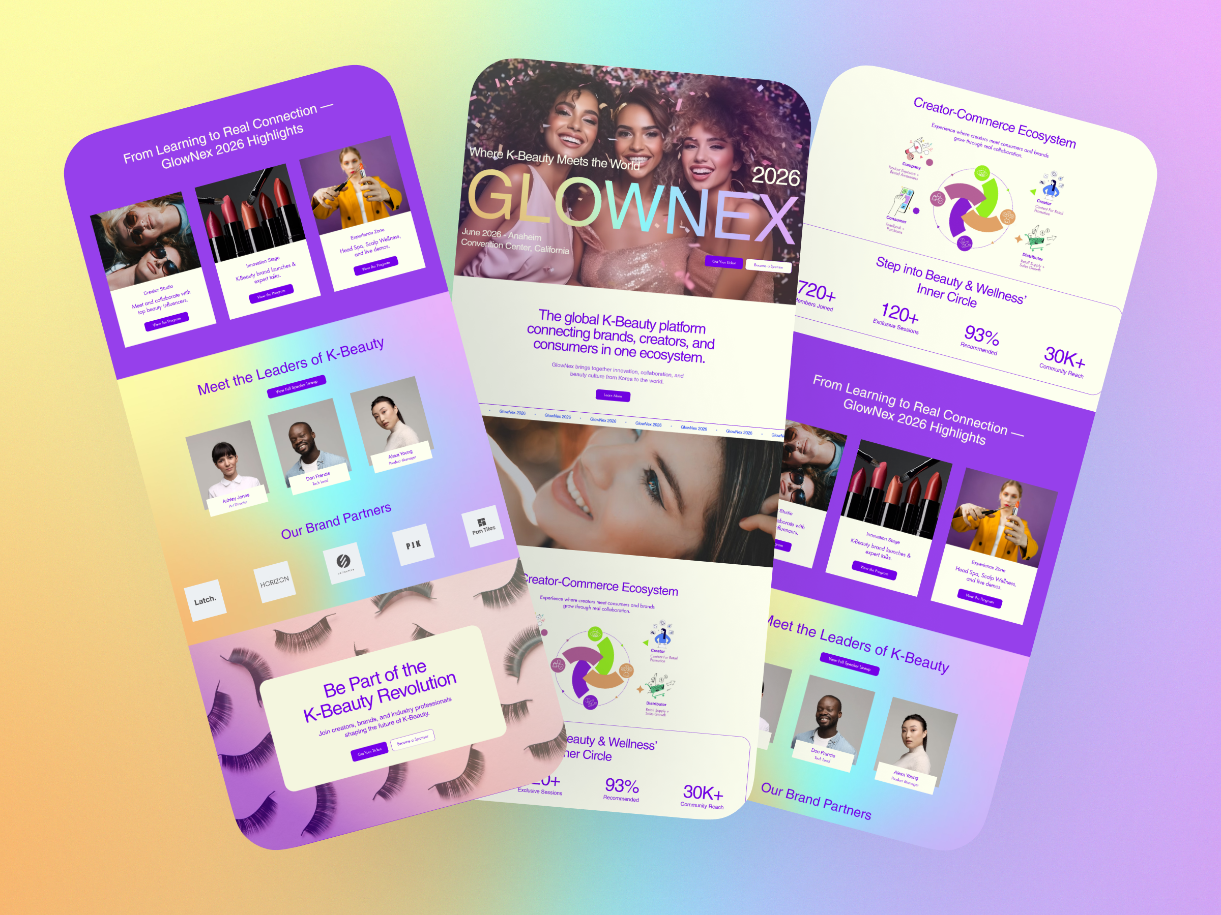GlowNex 2026 — Luxury K-Beauty Event UI beauty branding design eventdesign gradient kbeauty landingpage luxurydesign modernui typography ui uidesign userengagement userexperience ux web webdesign webdevelopment website
