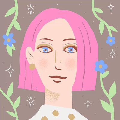 The Portrait of Alya animation design girl graphic design illustration pink portrait selfie soft woman young