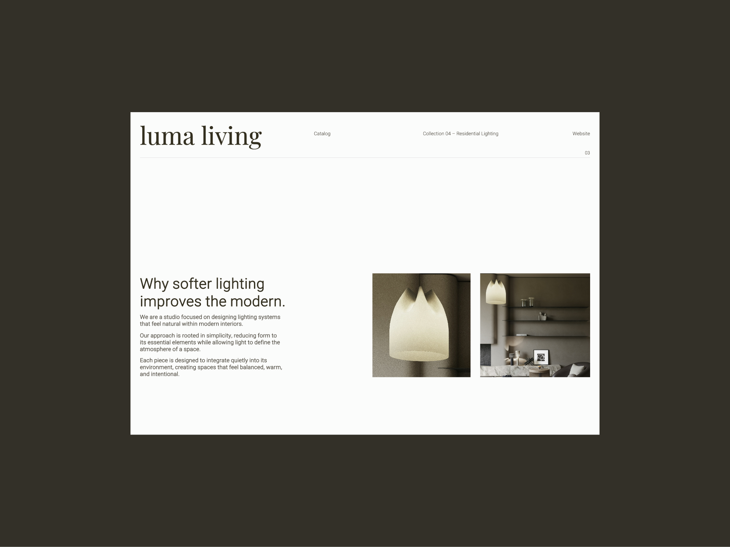 Editorial Catalogue — Lighting Collection ai pitchdeck canva editorial design figma fundraising presentation google slides magazine pitch deck pitch deck design pitch deck designer portfolio presentation powerpoint pre seed presentation presentation presentation design retainer product catalogue product presentation sales deck seed round presentation vogue presentation