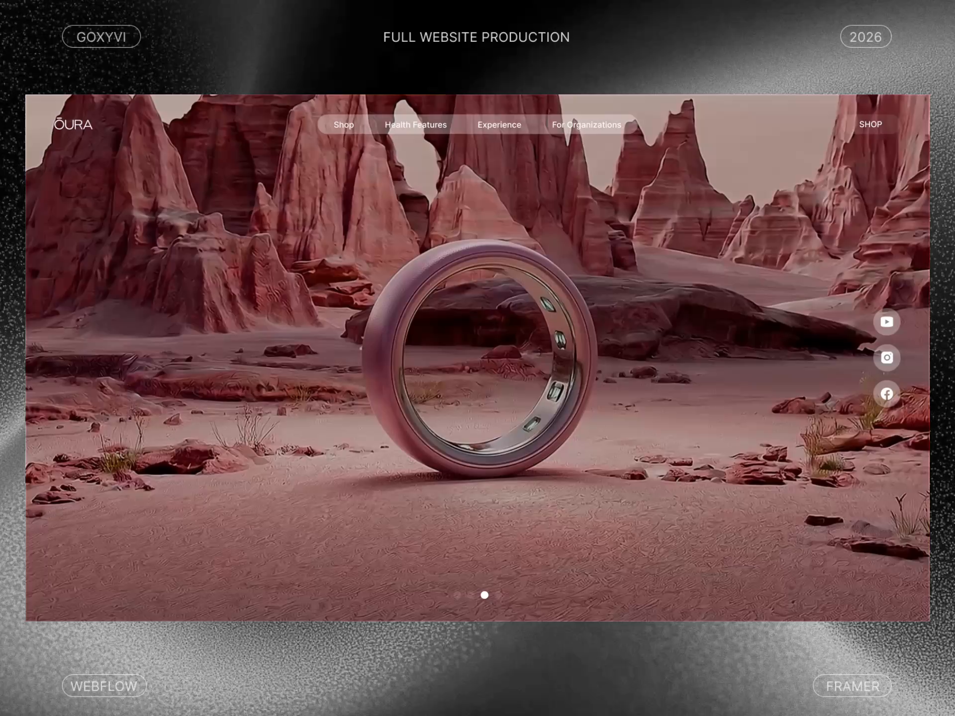 Website design for the Oura smart ring