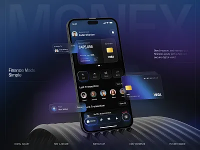 Fintech Mobile App Design app bank banking card credit card dollar finance fintech graphic design history mobile mobile app money receive sent statistic stats transaction transfer ui