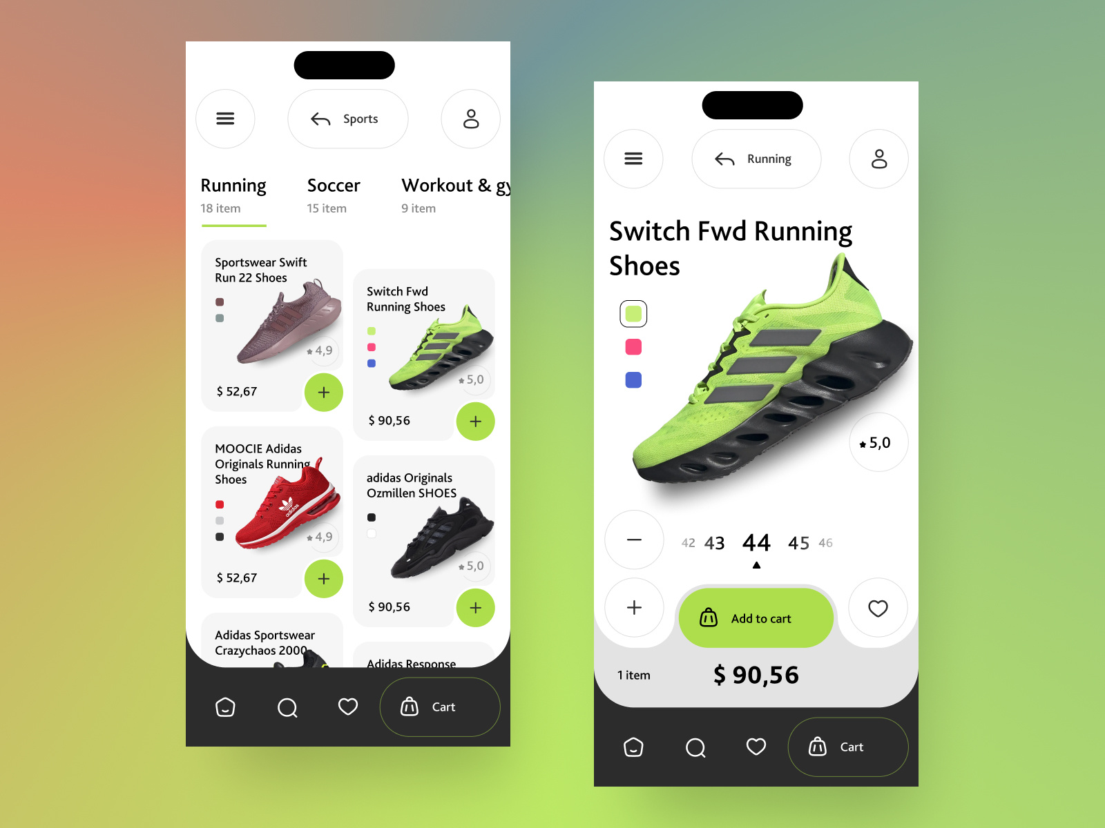 Shoes Store App adidas app ios running shoes sneakers sport ui ux