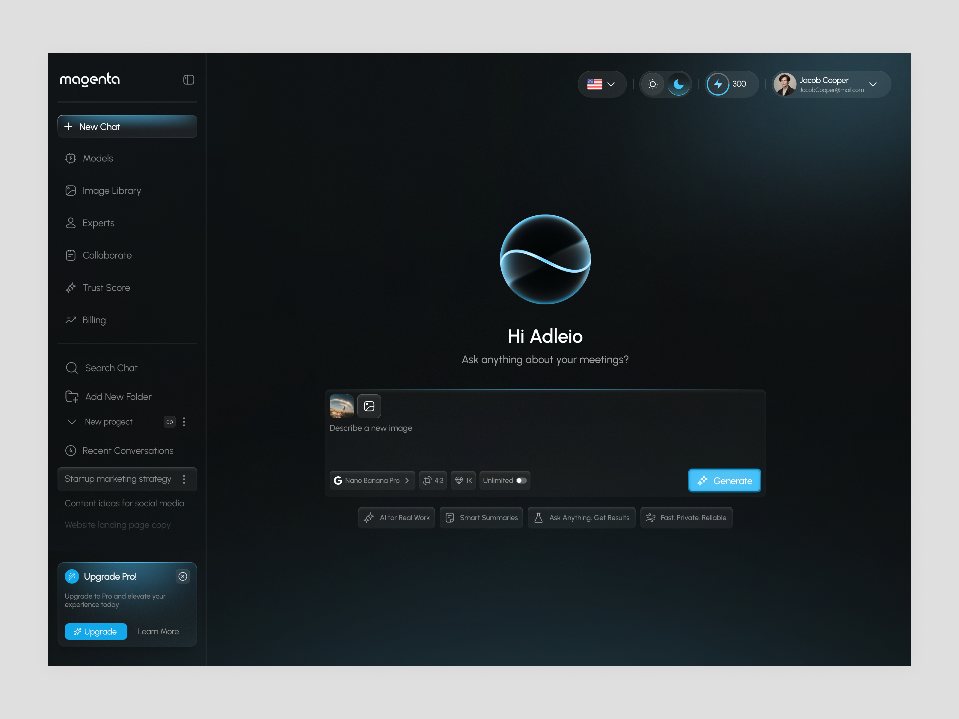 Mogonta – AI Chat Workspace UI Design 3d ai ai bot ai chatbot ai service ai workflows airesearch al assistant b2b dashboard branding chat crm dashboard manegment product saas ui ux