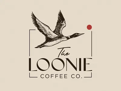 The Loonie Coffee Co Vintage Logo badge logo bird logo branding design cafe branding coffee brand coffee logo elegant logo line art logo minimalist logo modern vintage nature branding retro logo small business logo vintage logo wildlife logo