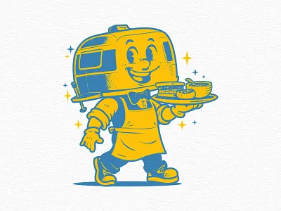 Retro Food Truck Mascot Character Logo cartoon character character design cute mascot diner logo fast food logo food truck logo hospitality branding logo design mascot logo playful logo restaurant branding retro mascot retro style street food brand vintage illustration
