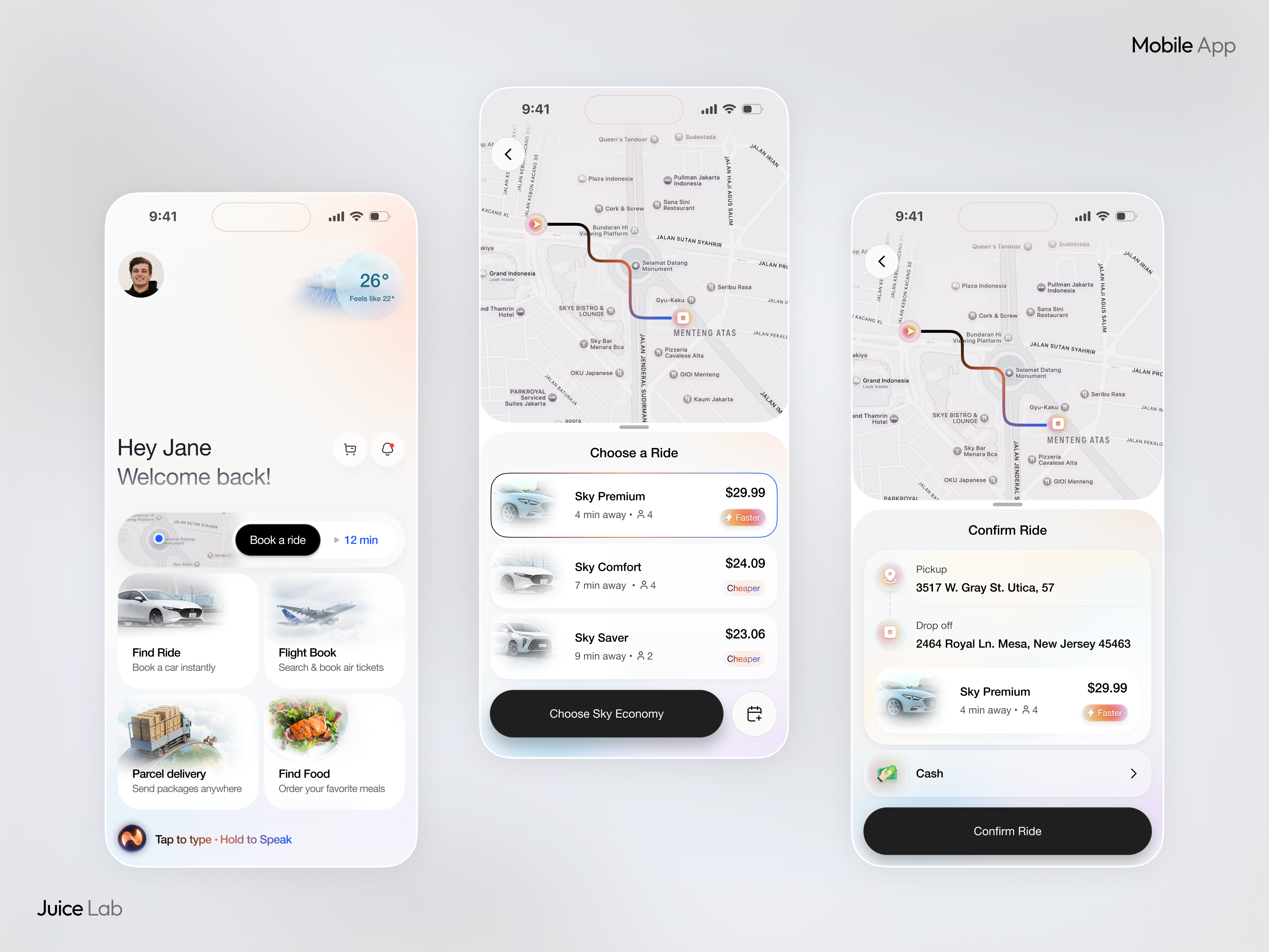 Ride Sharing Mobile App UI | Booking, Maps & Multi-Service
