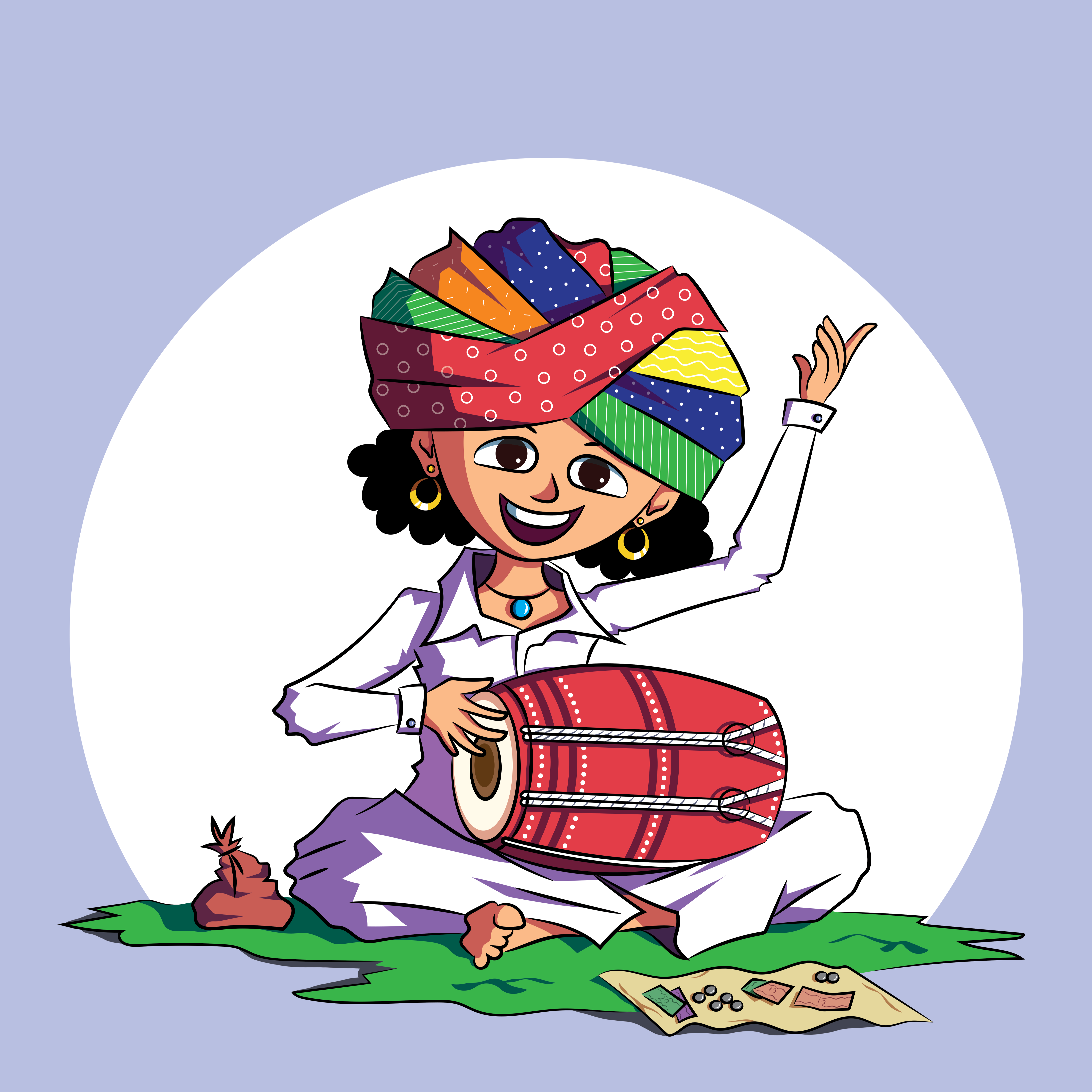 Little Beats, Big Smiles art boy branding colorful culture design digital art happy illustration illustrator music pattern photoshop rajasthan textile vector