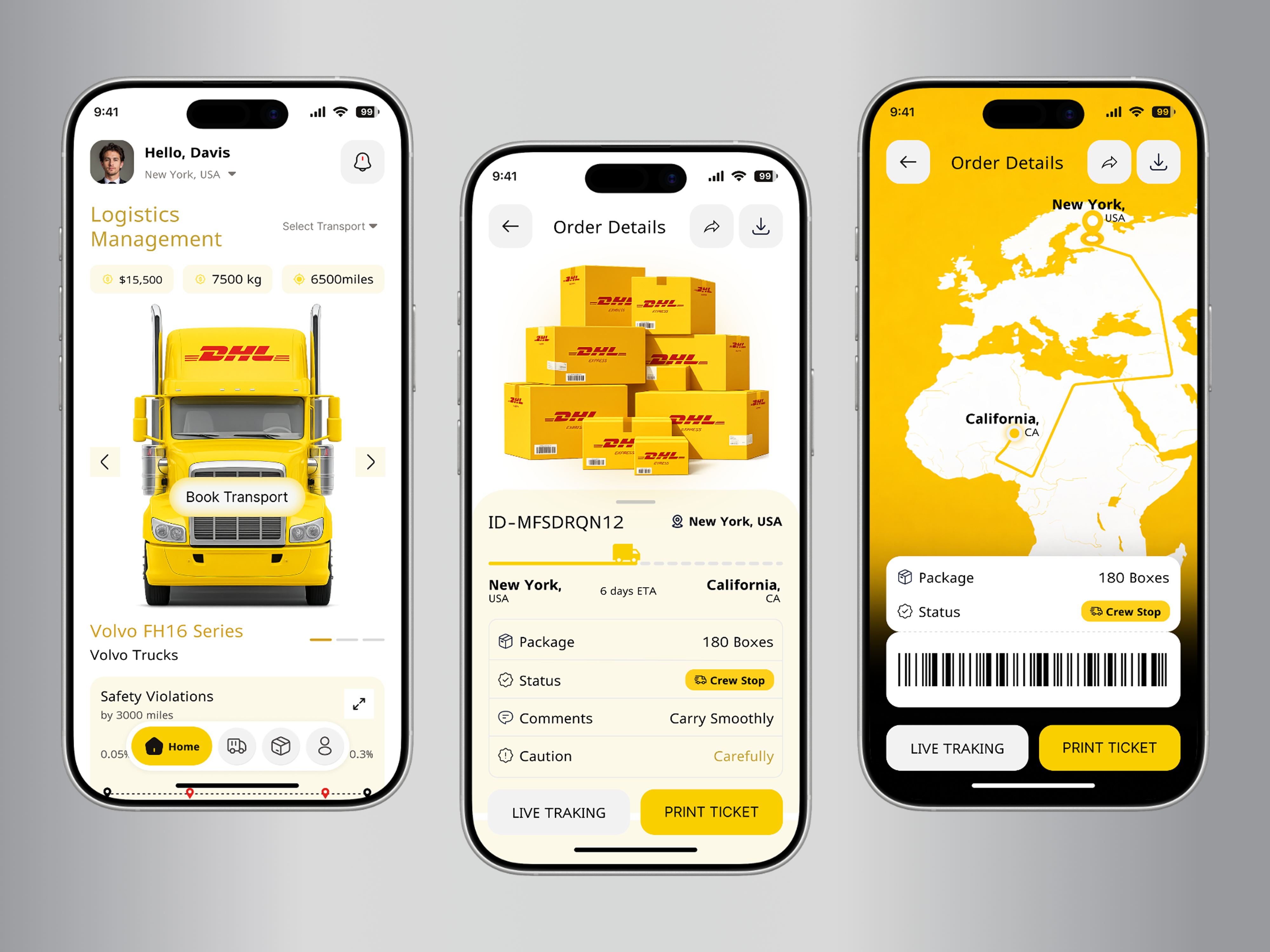 Freight & Transport Booking Mobile App UI