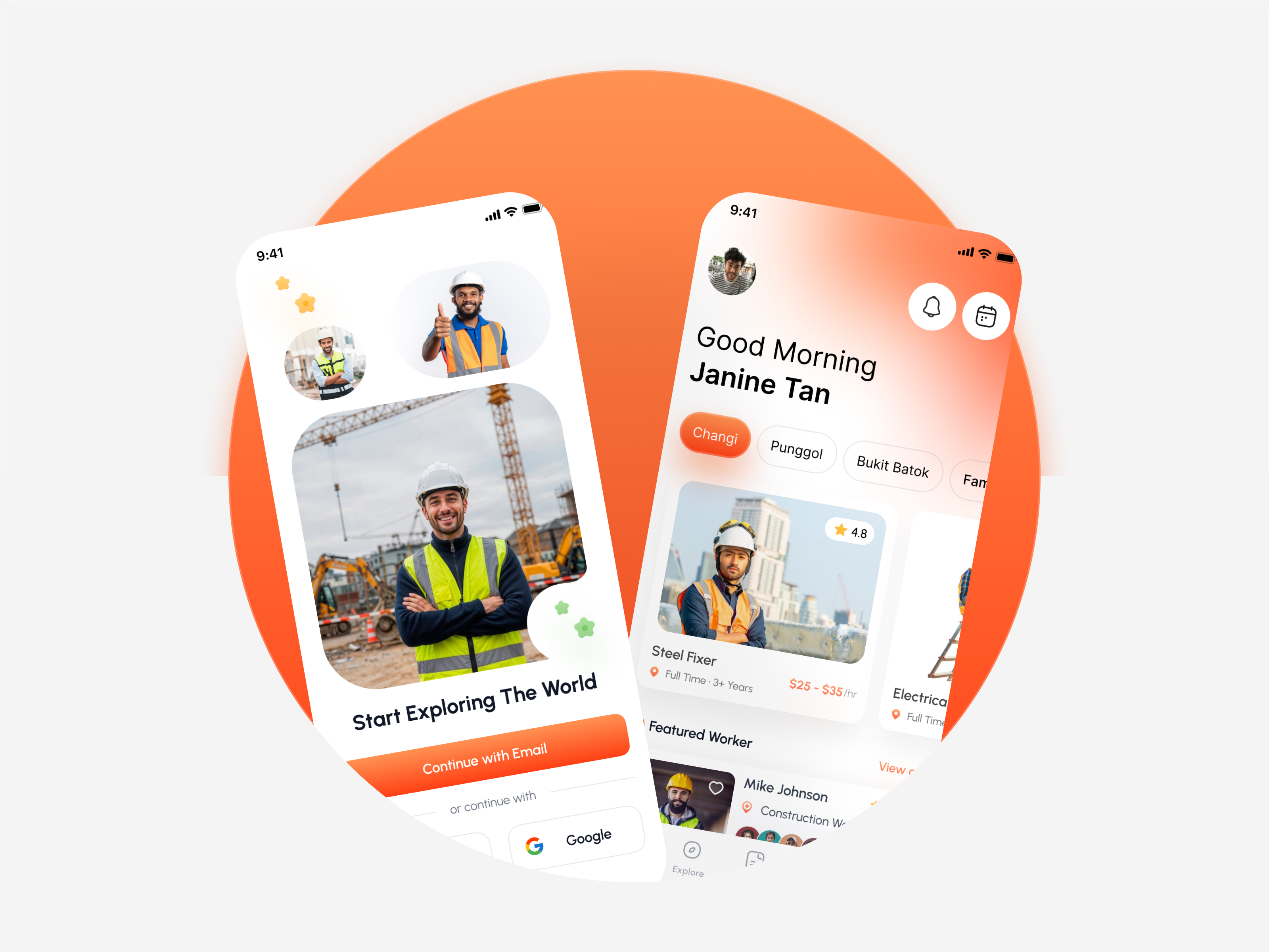 🏗️ CraftHire — Construction Job Finder Mobile App UI android app clean construction design figma hire ios job modern ui worker