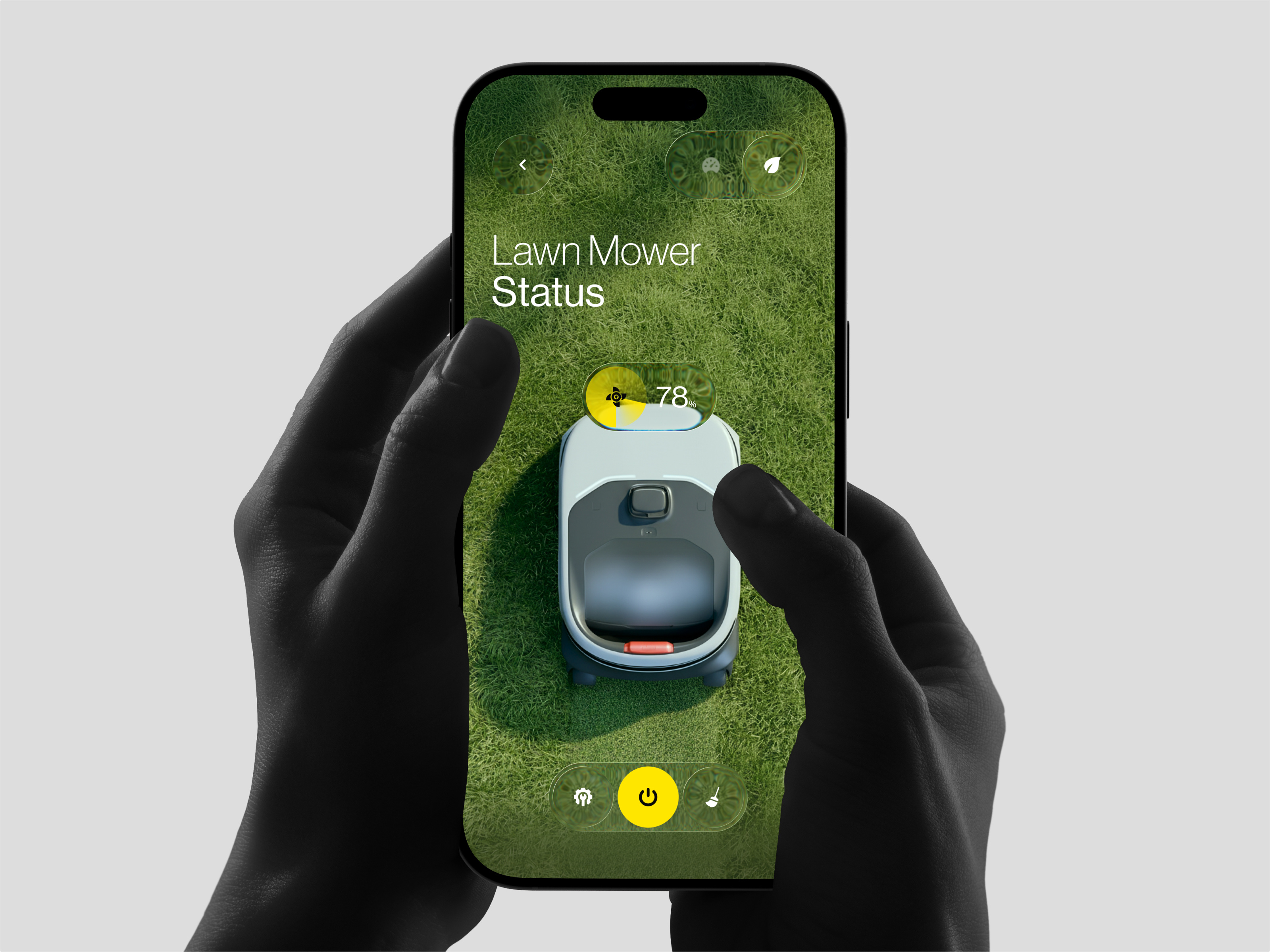 Lawn Mobile App – Robotic Control UI ai app app design b2b business crm dashboard design interface iot lawn mobile robotic saas software ui ui design ux ux design web