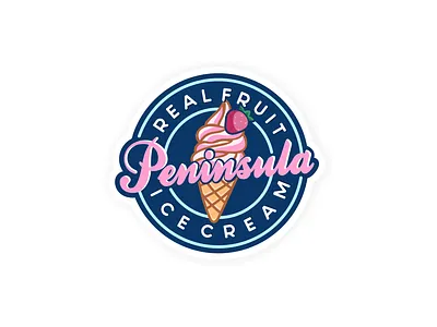 Peninsula real fruit icecream vintage logo 3d animation branding design graphic design illustration logo motion graphics ui vector