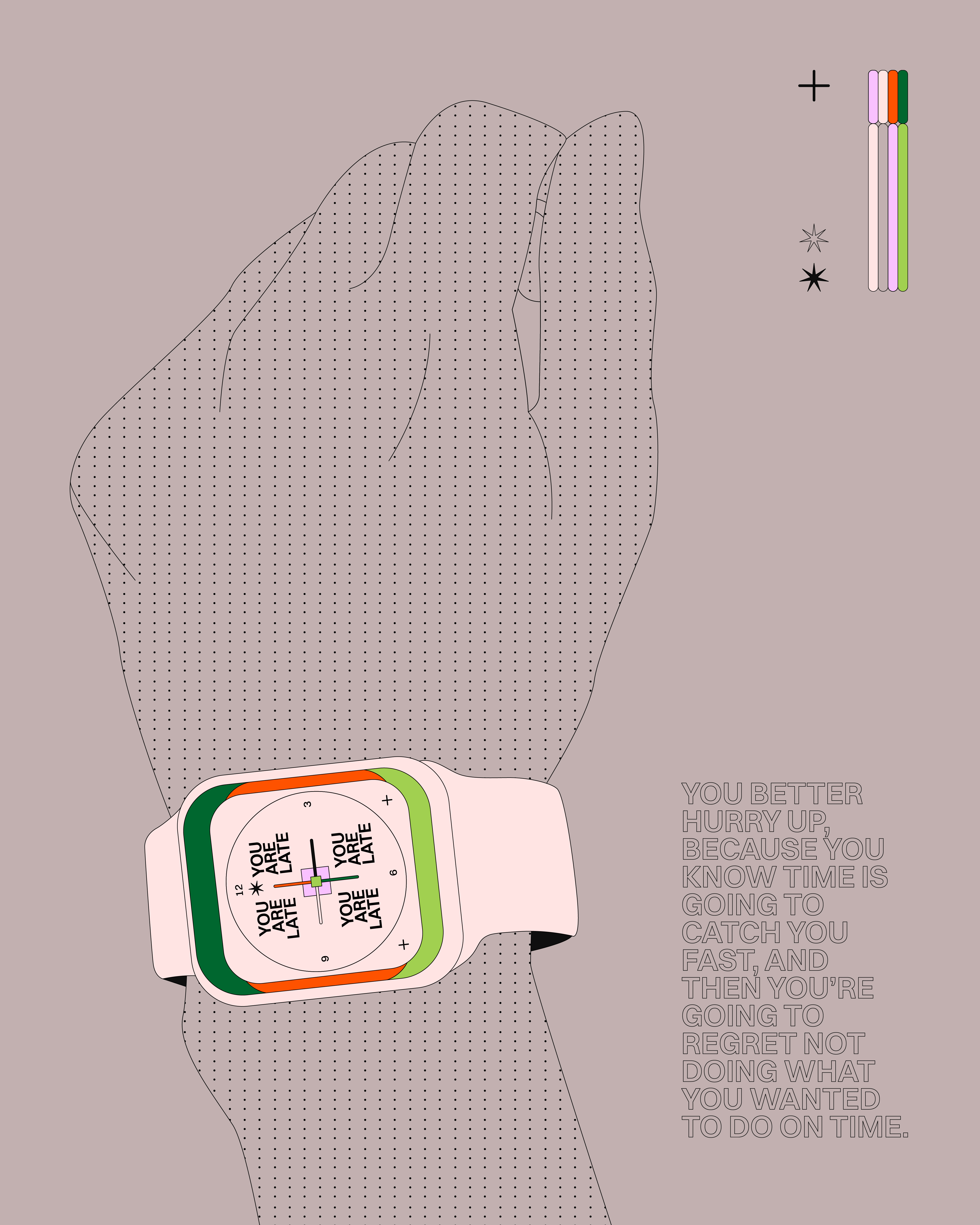 Sense of Urgency 2 agency agency life color palette contemporary deadline design graphic design grey illustration industrial personal project symbols time today ui urgency vector art watch