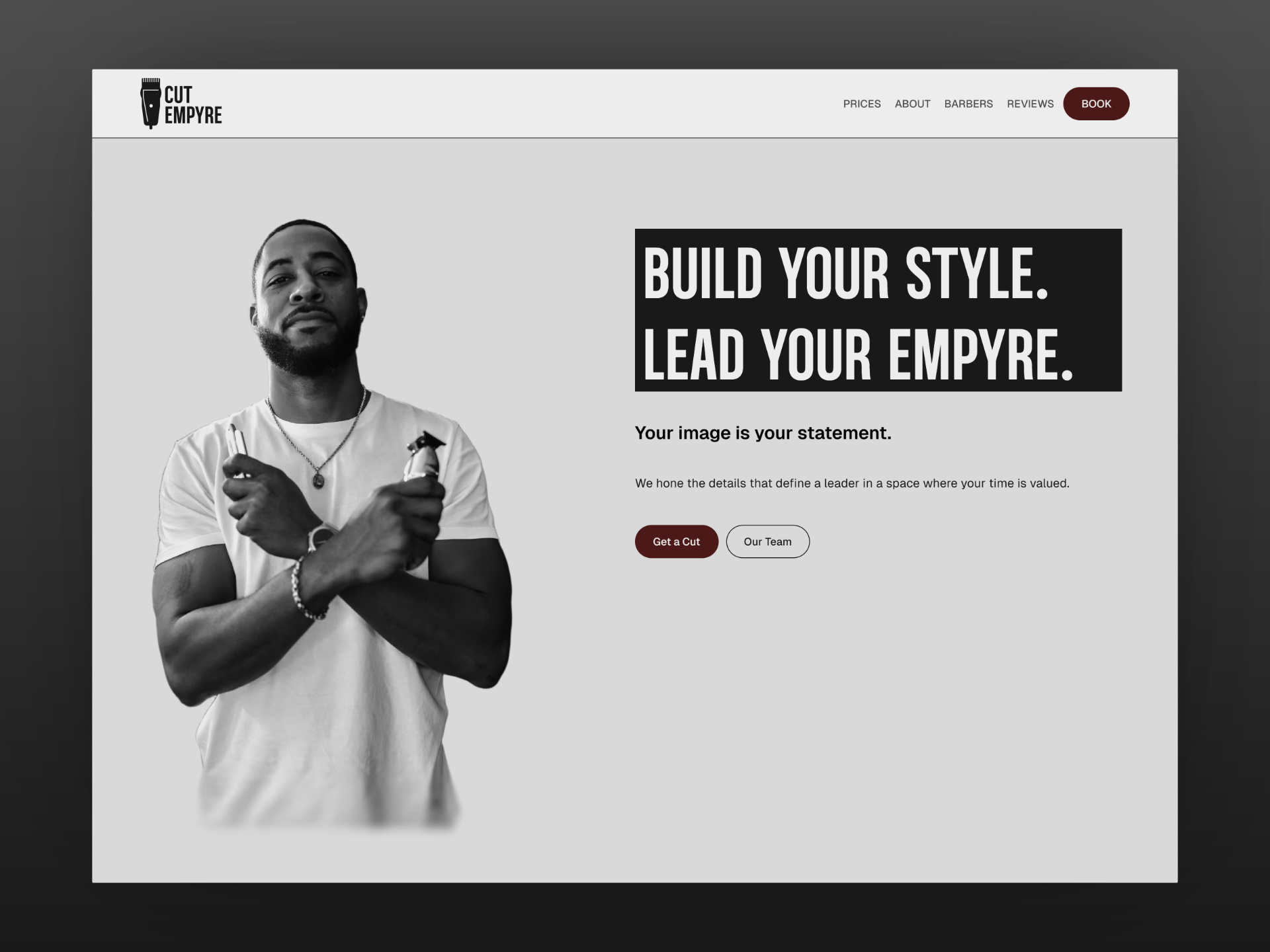 Example of CUT EMPYRE - Barbershop Landing Page Design