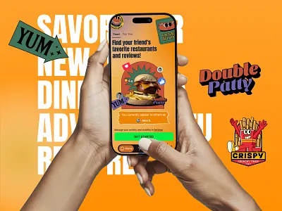 Social Dining Discovery App — Feed UI Concept app booking interface branding design dribbble trending 2026 food tech ui foodie community for you page glassmorphism graphic design illustration logo mobile app design neumorphism restaurant discovery social dining tiktok style feed ui uiux ux