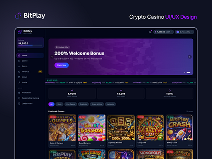 BitPlay - Crypto Casino UI/UX Design