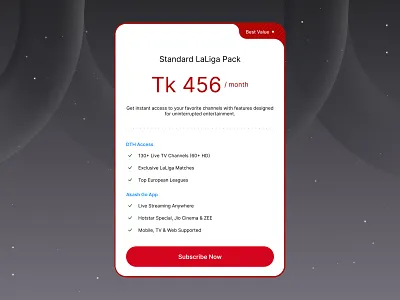 Akash DTH Subscription Card Design akash branding card card design clean component design dth graphic design illustration label monthly payment saas subscription tag ui uiux ux