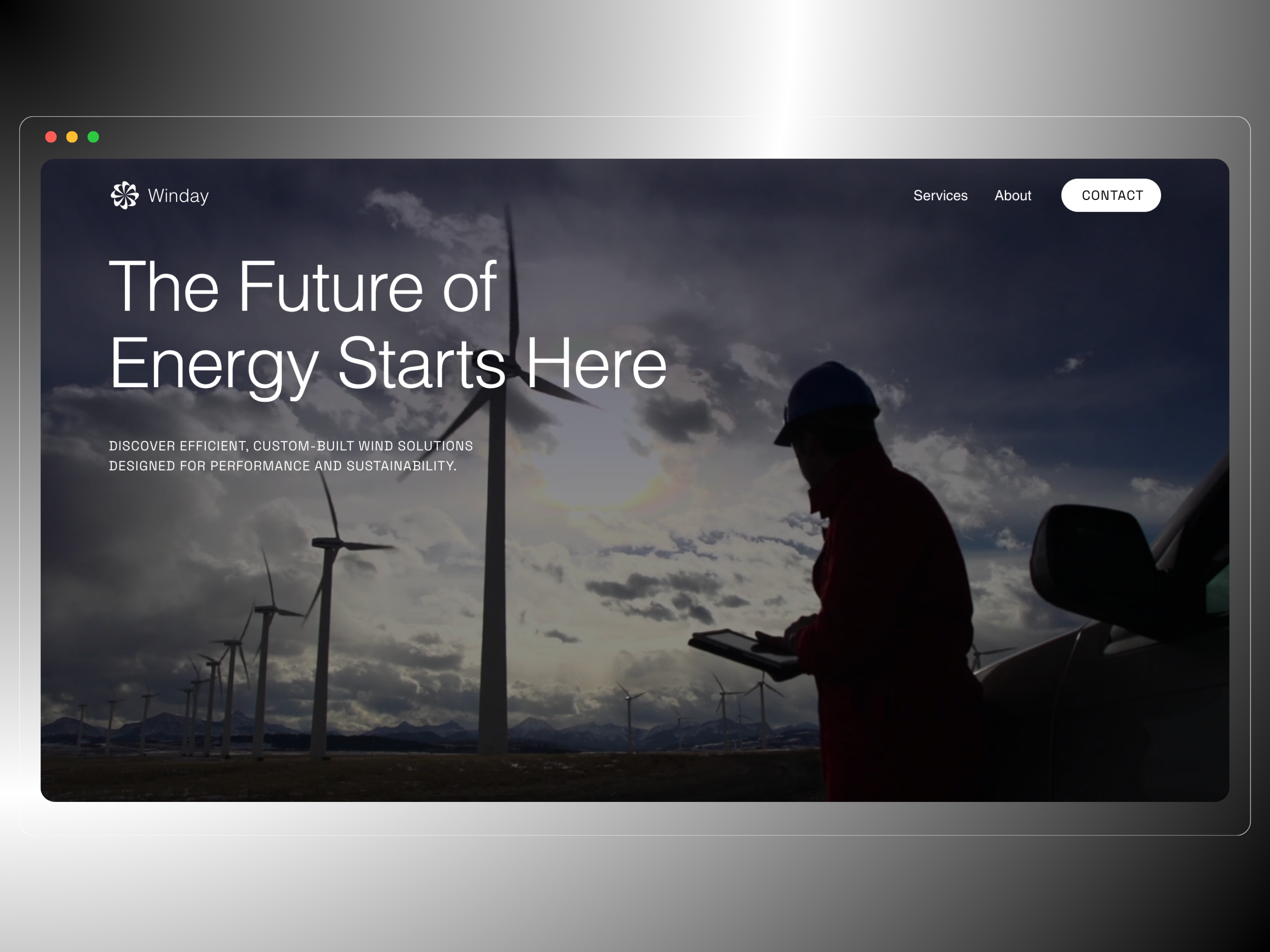 Winday: Wind, Web, Websites! b2b b2b website branding design energy energy sector graphic design hero section illustration renewable service section ui ux web design