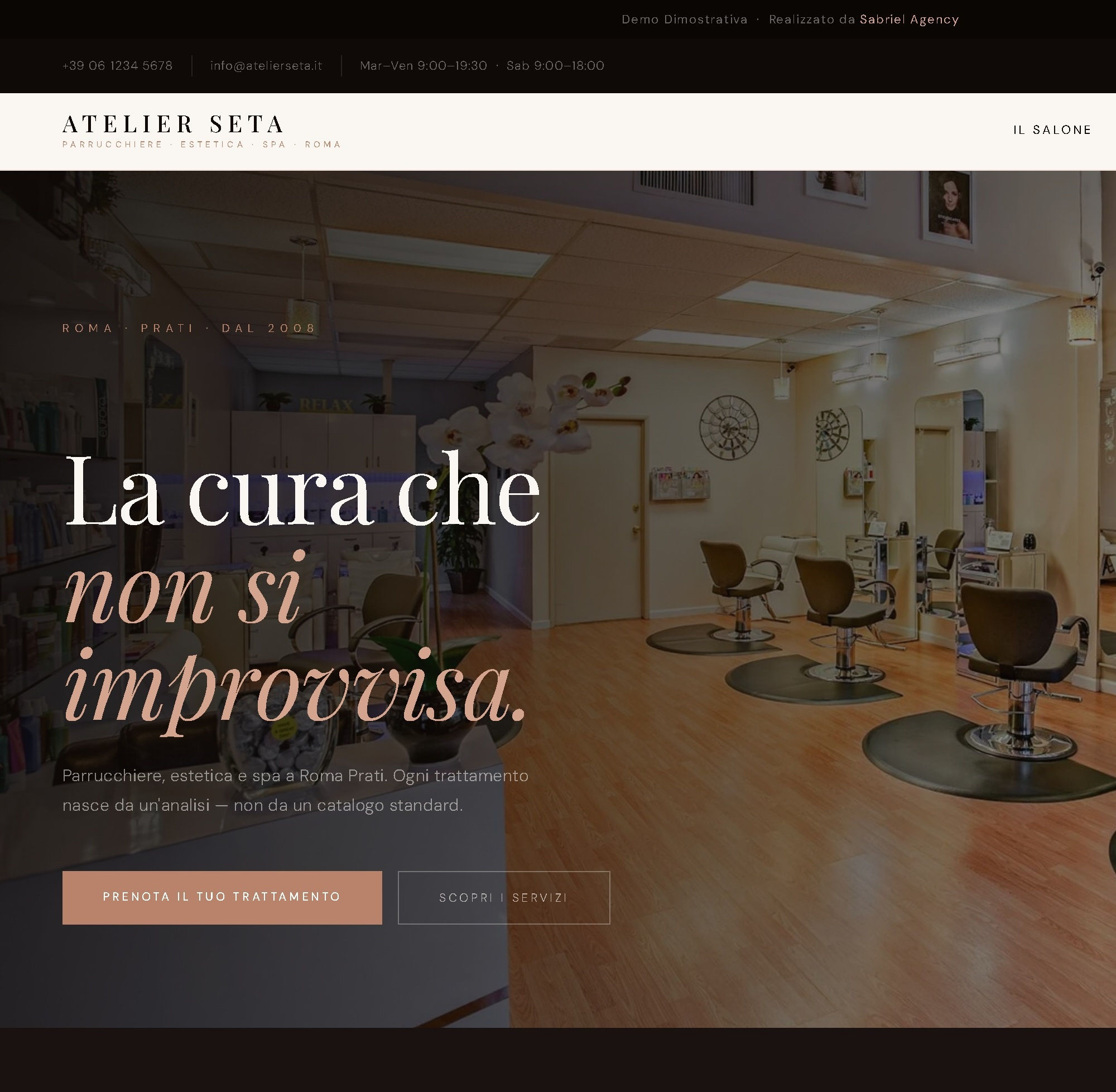Example of Atelier Seta - Sito Web Parrucchiere & Spa