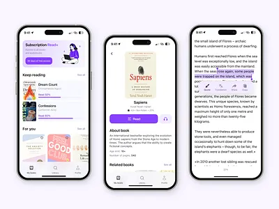Book reading app 📚 app design ui ux