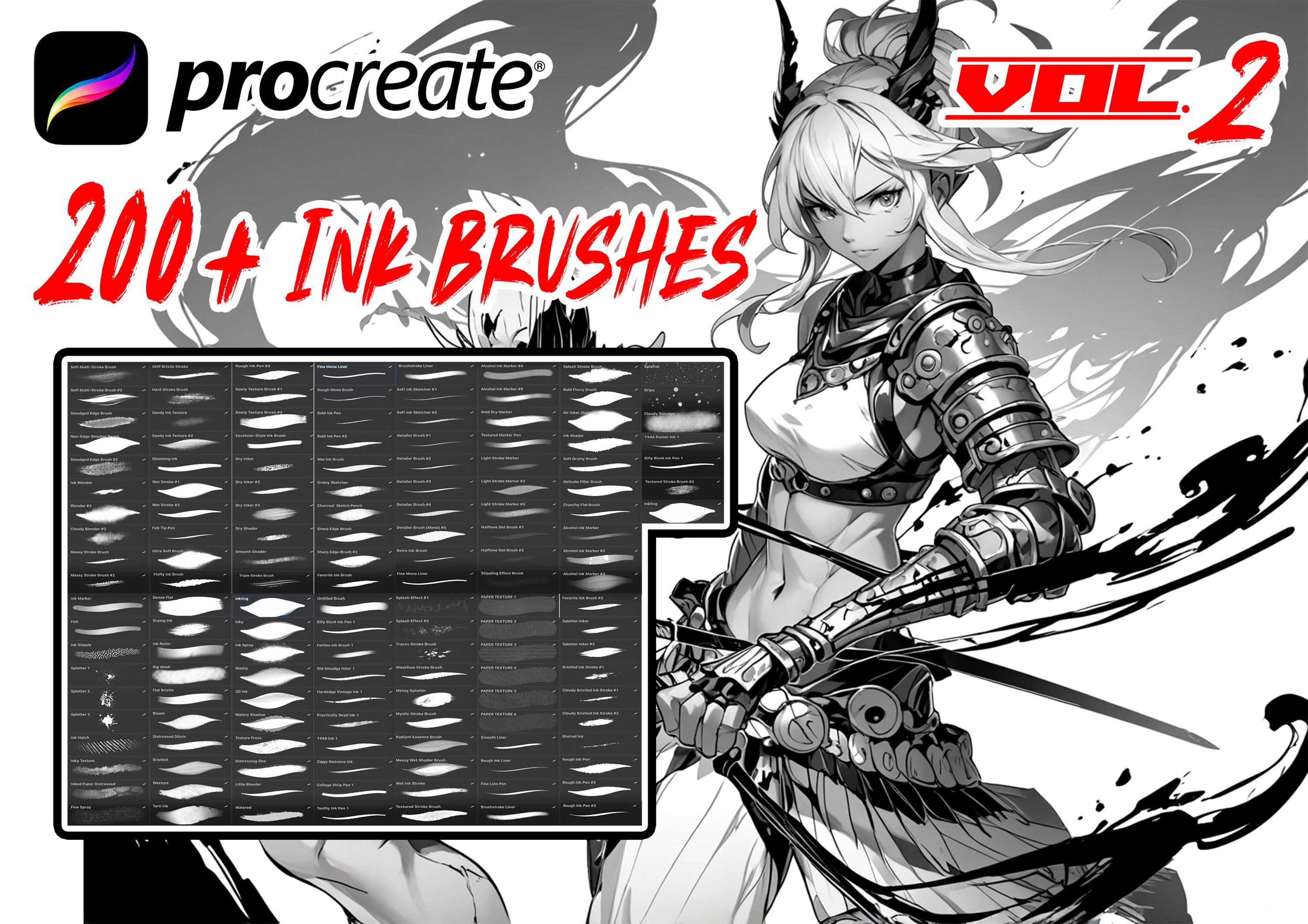 200+ Ink Brushes for Procreate