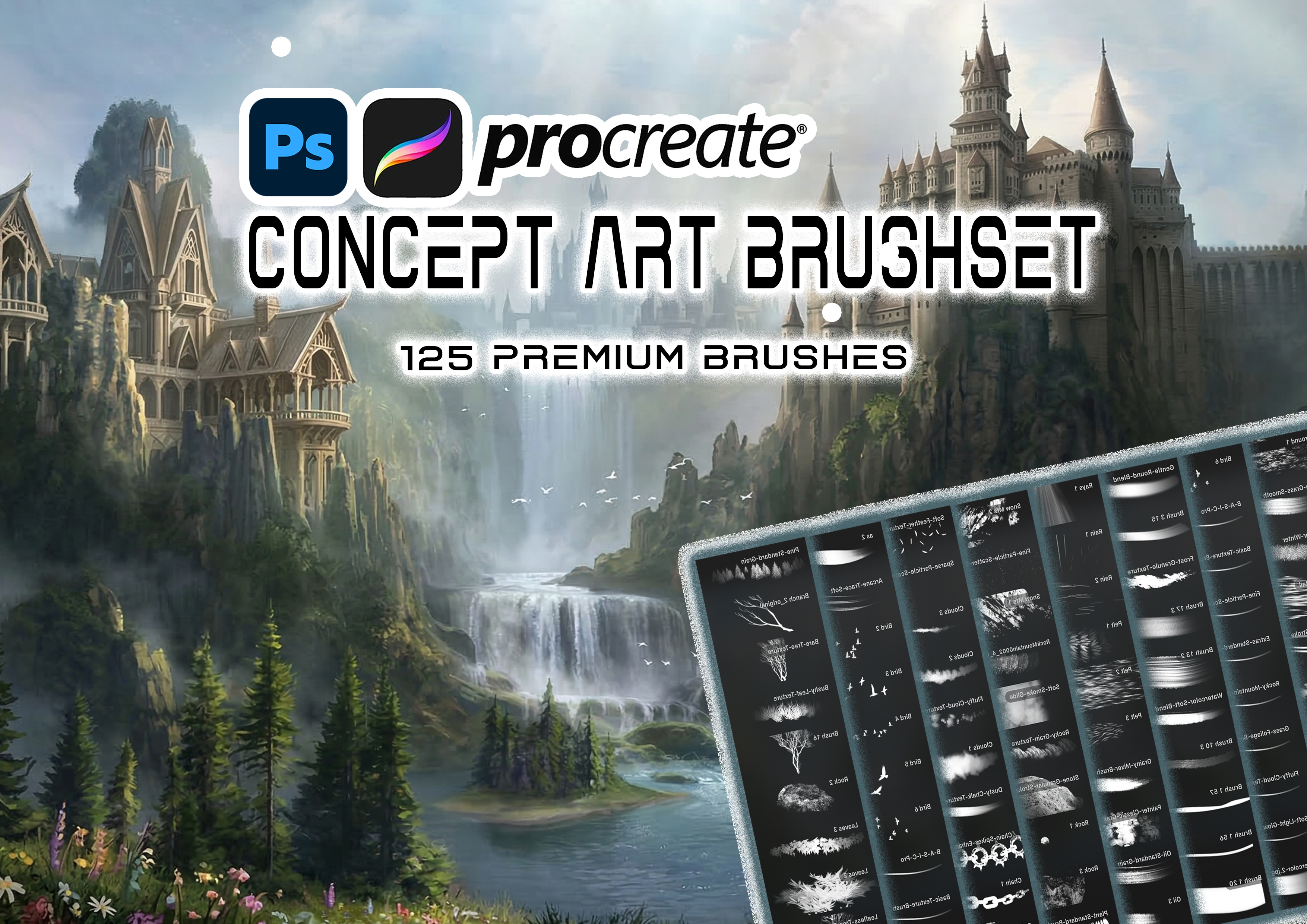 125 Concept Art Brushes for Procreate and Photoshop