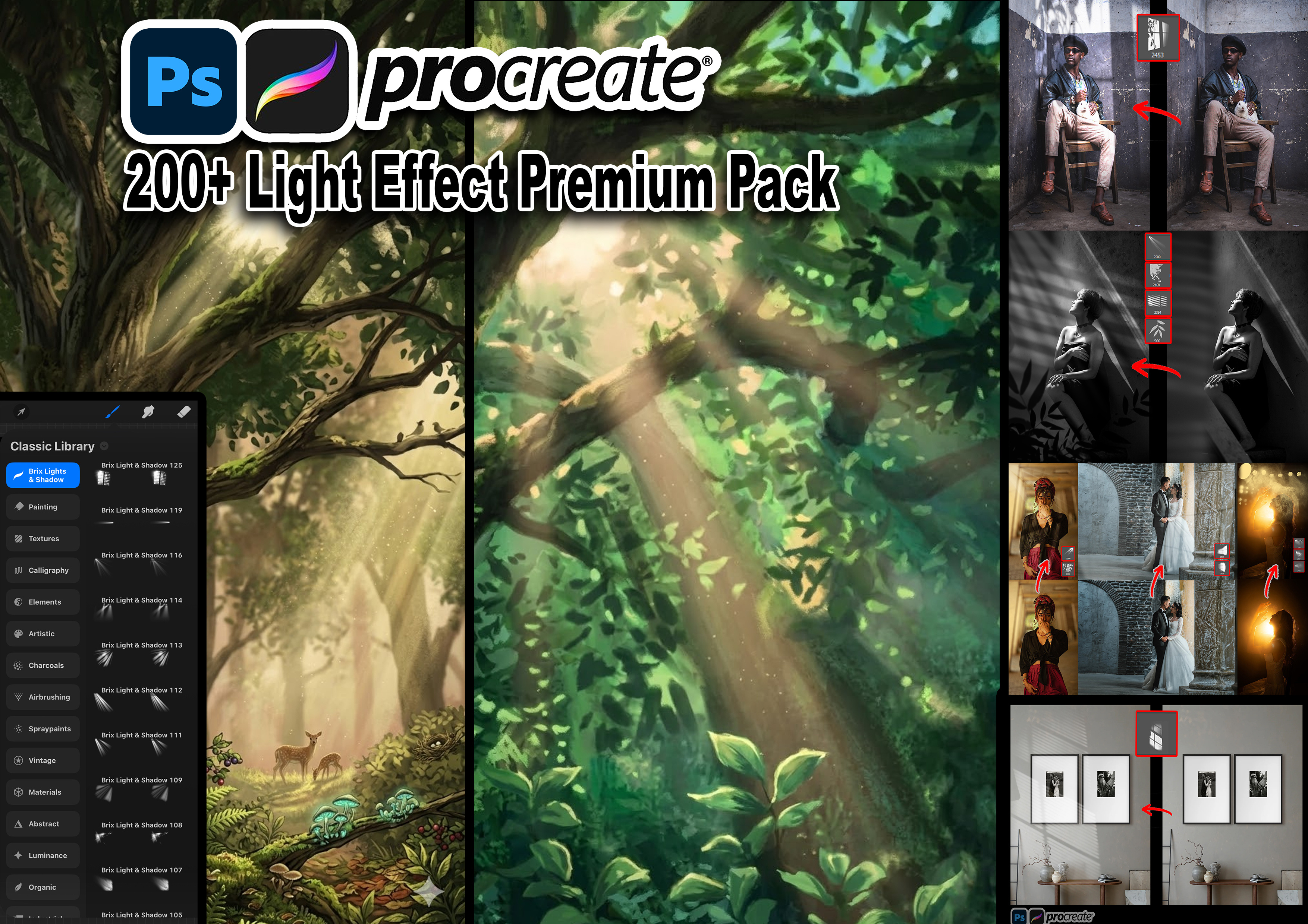 200+ Light Effect Brushes for Procreate and Photoshop