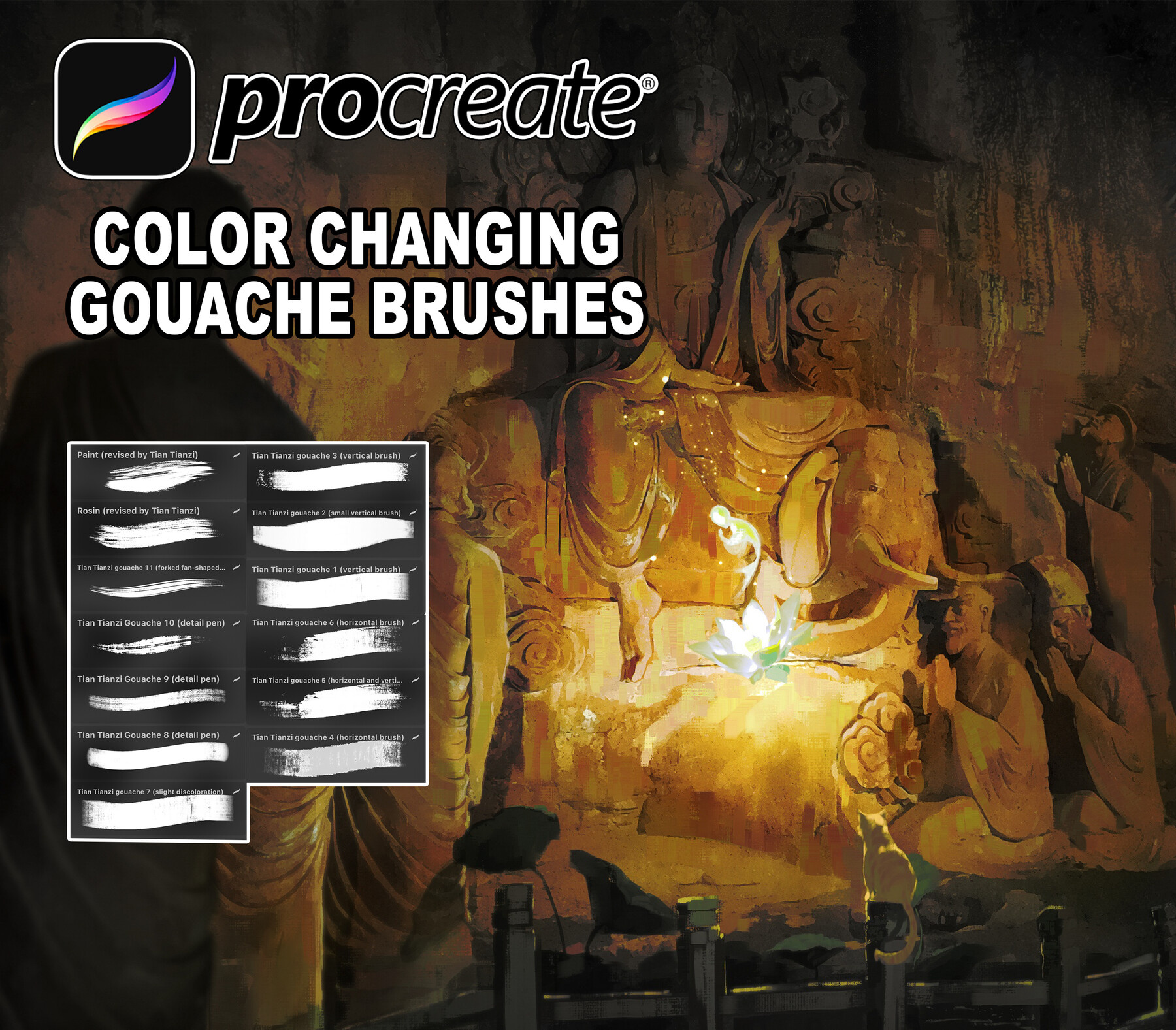 Color Changing Gouache Brushes for Procreate