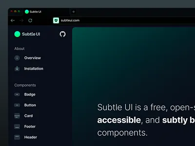 Subtle UI Library Work-in-Progress dark mode design system gradient library minimal navbar open source subtle subtle ui ui ux web wip work in progress