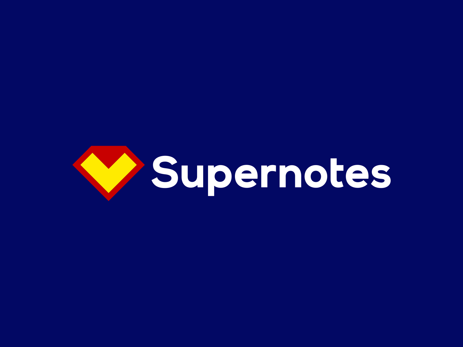 Supernotes logo design: Superman diamond + folded note