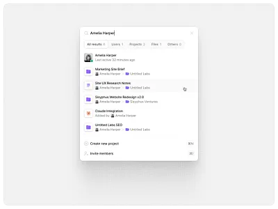 All results — Untitled UI cmd k command k product design quick search search bar search menu ui design