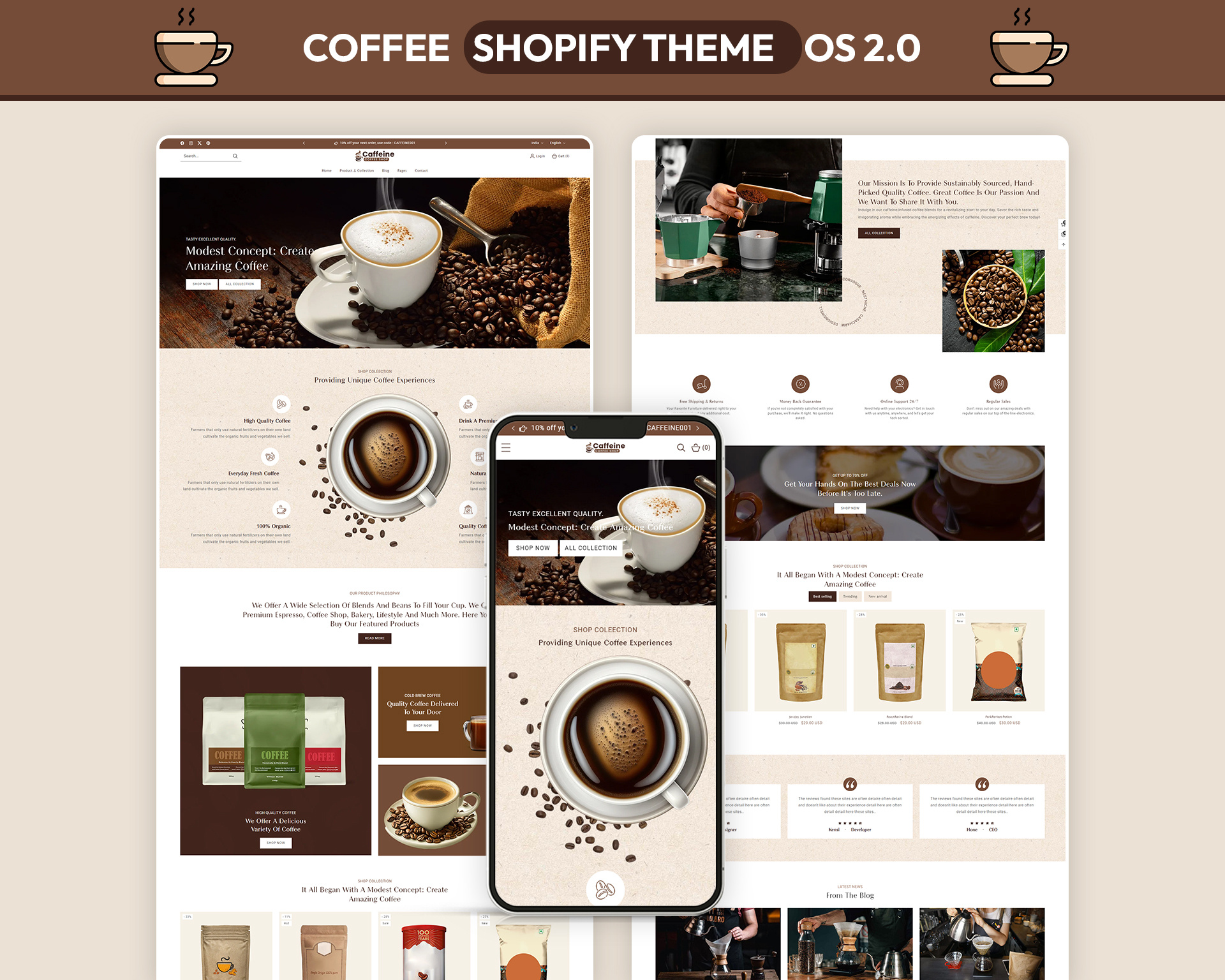Caffeine – Minimalist Brew & Artisanal Roastery UI branding case study coffee shop ui creative direction digital experience interaction design layout lifestyle ui minimalism mobile ui portfolio product grid responsive typography ui design user experience user interface ux design visual identity web design