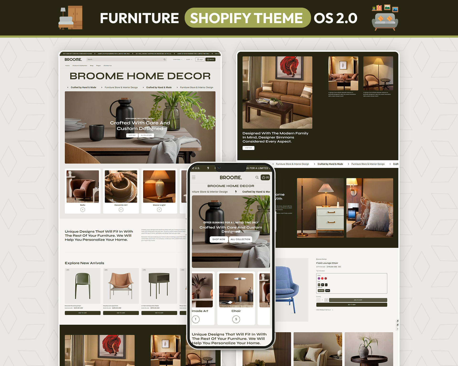Broome – Minimalist Curated Home Decor & Interior UI branding case study creative direction digital experience furniture ui interaction design interior design ui layout minimalism mobile ui portfolio product grid responsive typography ui design user experience user interface ux design visual identity web design