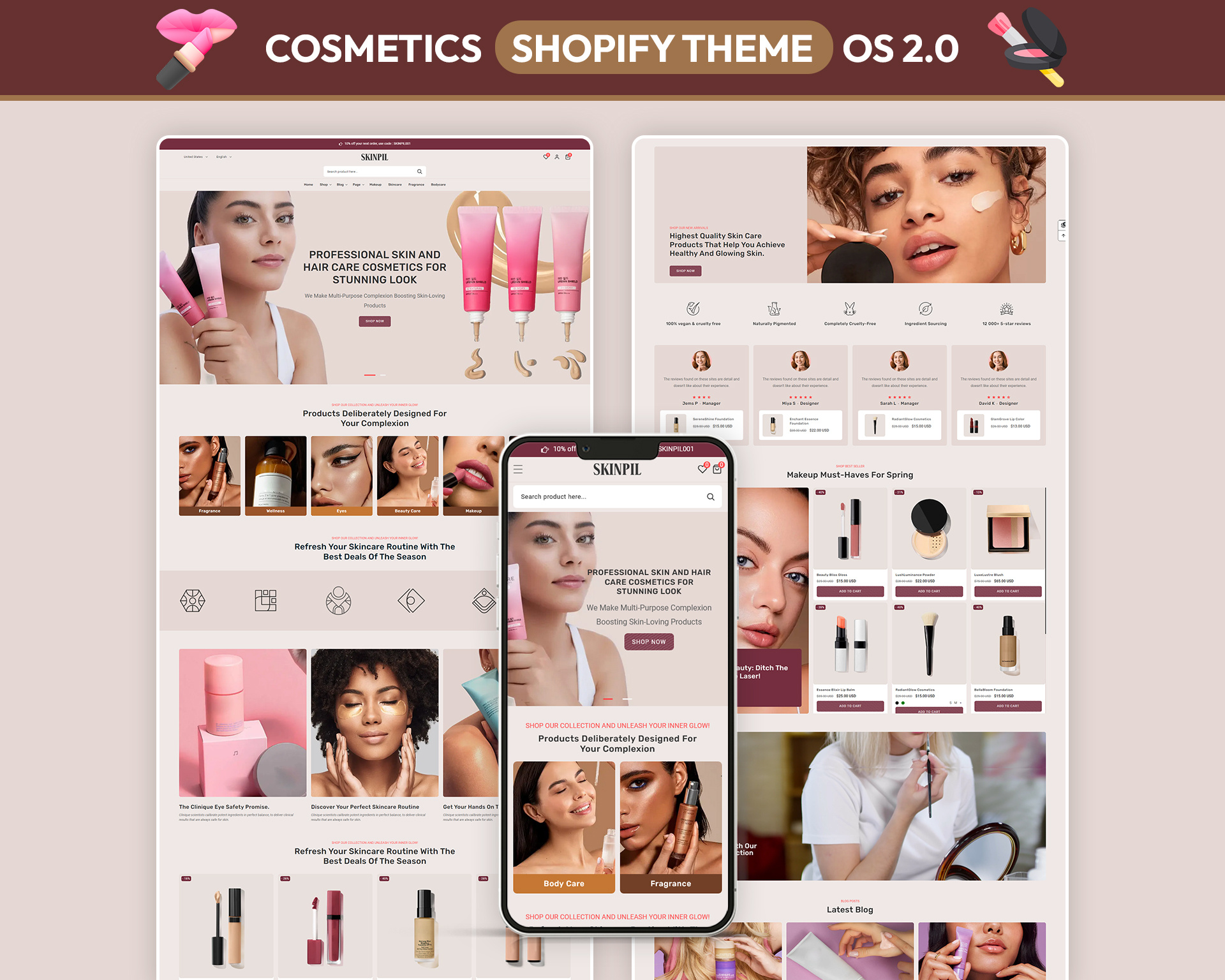 Skinpil – High-Fidelity Cosmetics & Professional Skincare UI beauty design branding case study cosmetics ui creative direction digital experience interaction design layout minimalism mobile ui portfolio product grid responsive typography ui design user experience user interface ux design visual identity web design