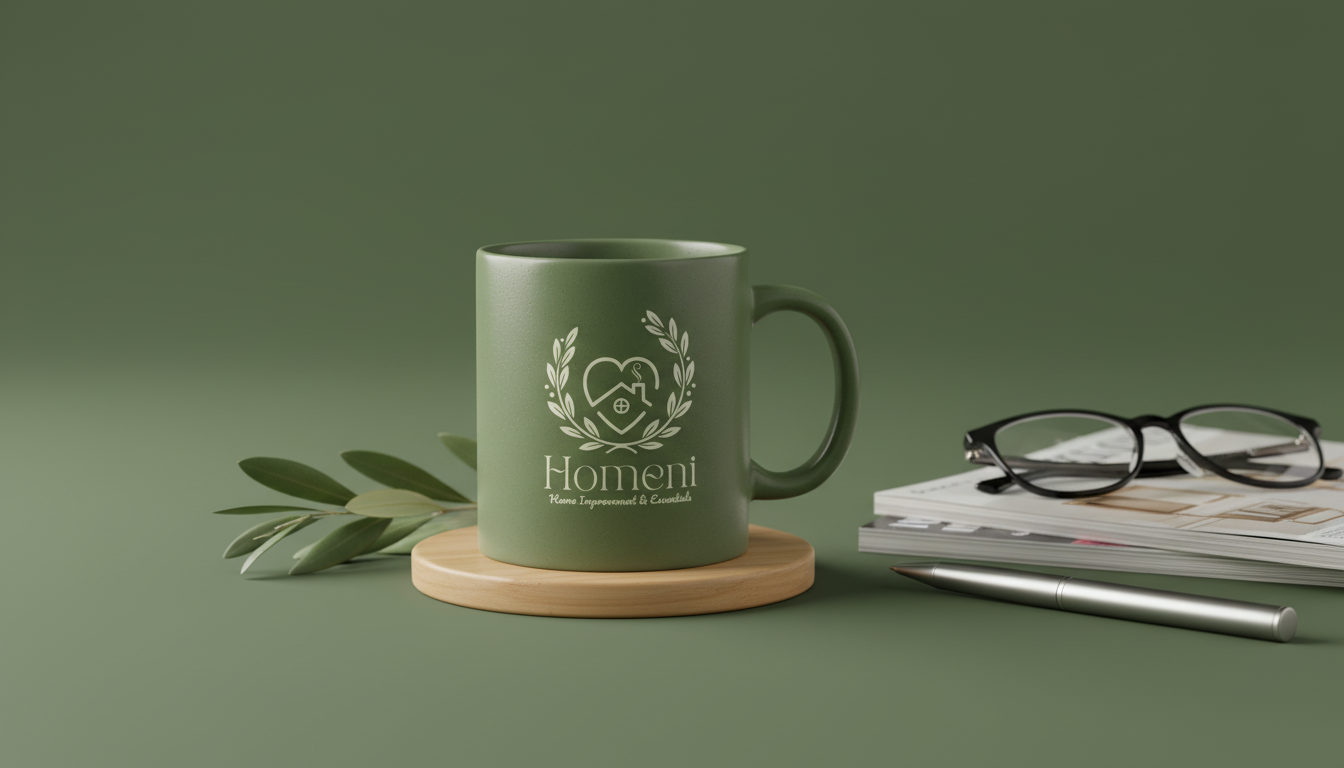 Homeni Logo Design | Modern Home & Lifestyle Brand Identity aesthetic logo brand identity design calm logo design clean logo design eco friendly branding elegant brand identity home decor logo home essentials logo home improvement brand home logo interior brand logo leaf logo lifestyle branding minimalist logo modern lifestyle logo modern logo natural logo design organic branding premium brand identity soft color branding