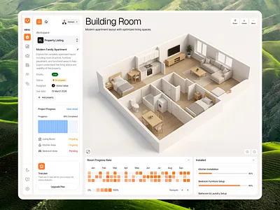 Mirae.xys — Property Layout & Room Builder Dashboard UI 3d layout animation dashboard design inspiration floor plan graph interface design interior design product design project tracker property management prototype real estate room builder saas design stats ui ui ux visual design web design