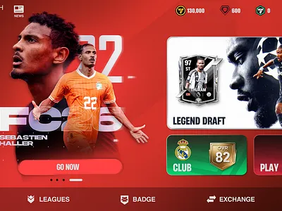 Personal Practice Work: FC Mobile Main Interface Design gameart gameui homepage ui